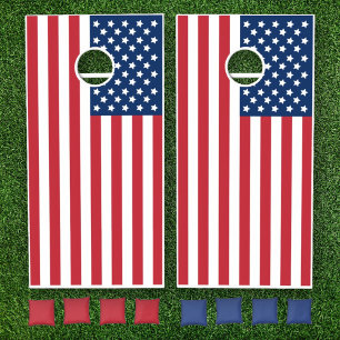 Patriotic Red White and Blue USA Flag Cornhole Set