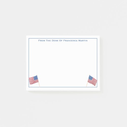 Patriotic Red White And Blue USA Flag Personalized Post_it Notes