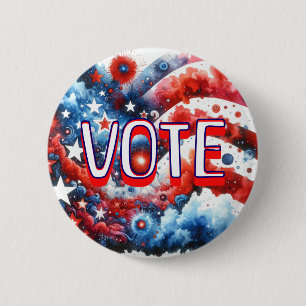 Patriotic Red, White and Blue Vote Button