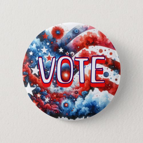  Patriotic Red White and Blue Vote Button