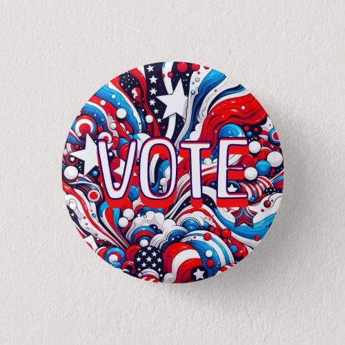 Patriotic Red White and Blue Voting Encouragement Button