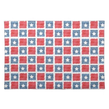 Patriotic Red White And Blue Watercolor Placemat by PandaCatGallery at Zazzle
