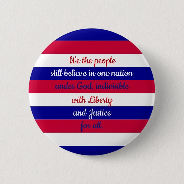 Patriotic Red White and Blue We the People Message Button (Front)
