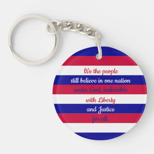 Patriotic Red White and Blue We the People Message Keychain