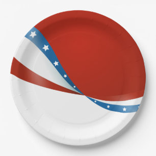 Patriotic Red White and Blue with Stars Paper Plates