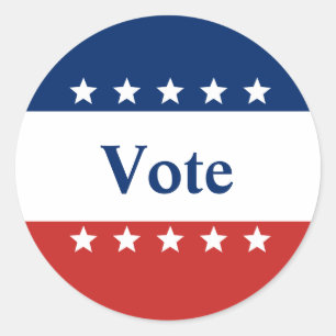 Patriotic Red White and Blue with Stars Vote Classic Round Sticker