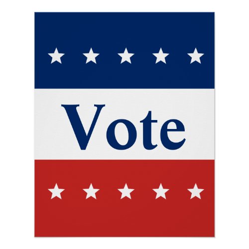 Patriotic Red White and Blue with Stars Vote Poster