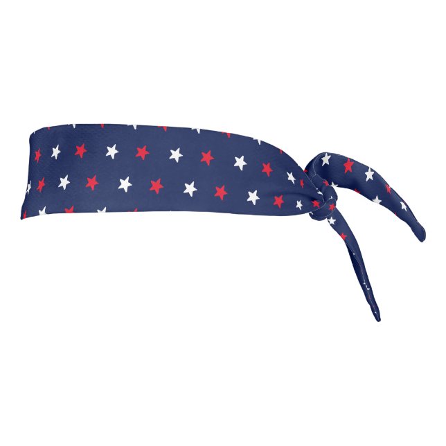 Patriotic red white and navy blue stars pattern  tie headband (Rotate 90)