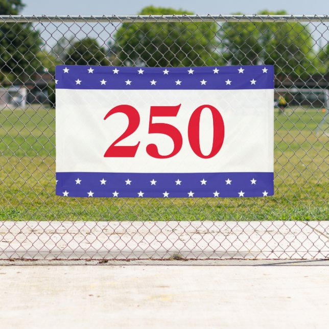 Patriotic Red White & Blue 250 Button Banner (Insitu)