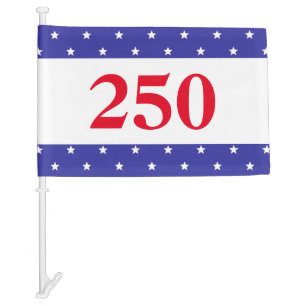 Patriotic Red White & Blue 250 Button Car Flag
