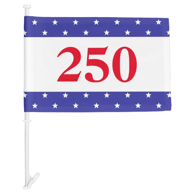 Patriotic Red White & Blue 250 Button Car Flag (Front)