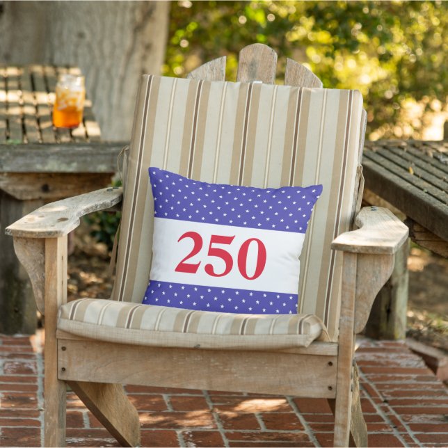Patriotic Red White & Blue 250 Outdoor Pillow (Chair)