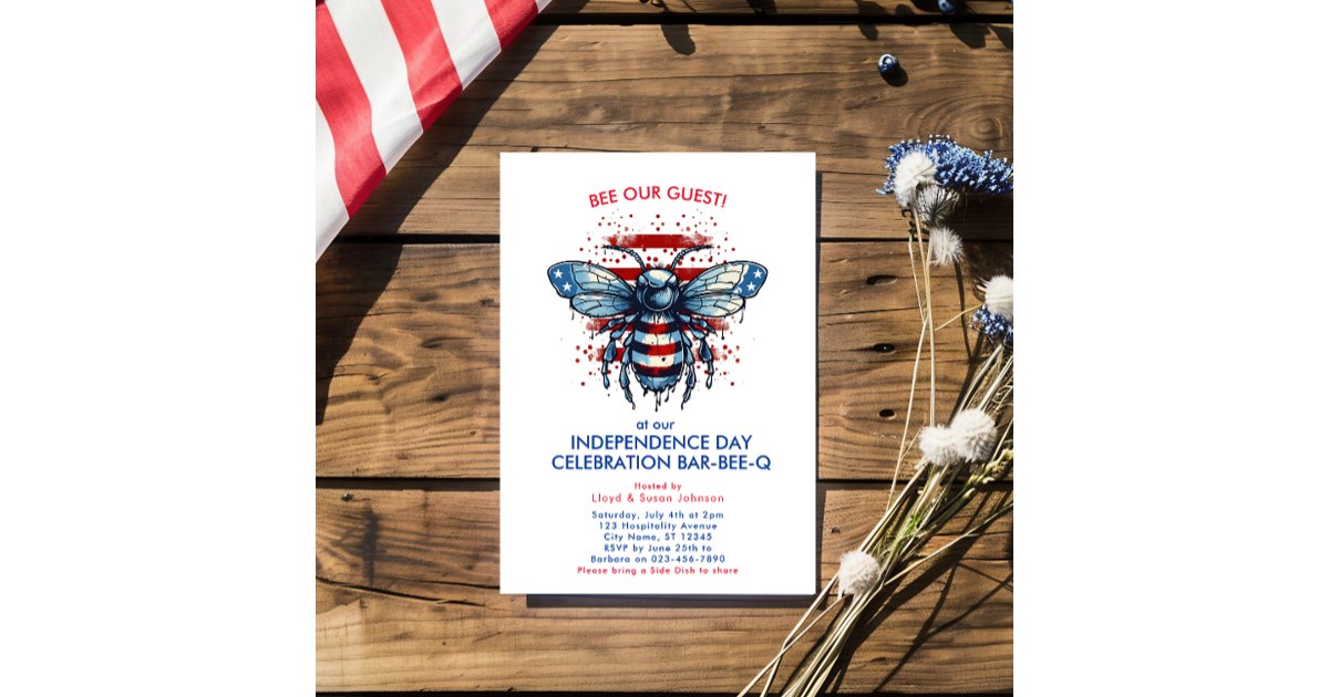 Patriotic Red White Blue 4th July Barbeque Party Invitation | Zazzle