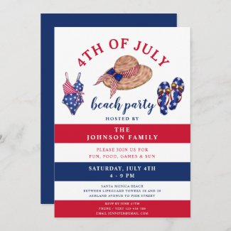 Patriotic Red White & Blue 4th Of July Beach Party