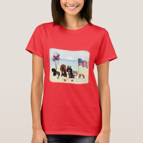 Patriotic Red White Blue 4th of July Cavaliers T_Shirt