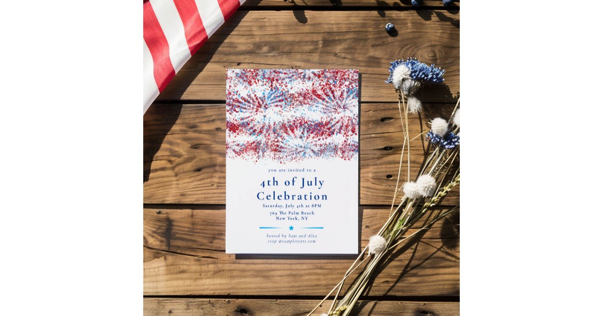 Patriotic Red White Blue 4th of July Celebration Invitation | Zazzle