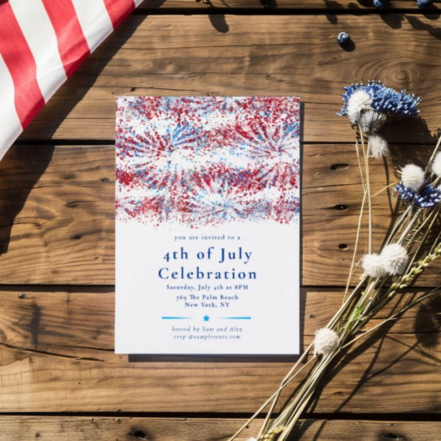 Patriotic Red White Blue 4th of July Celebration Invitation (Creator Uploaded)