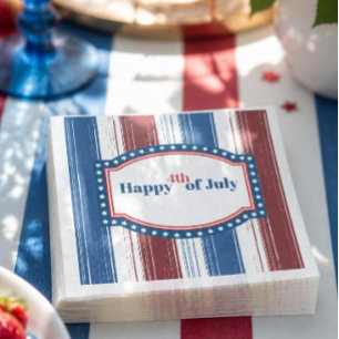 Patriotic Red White Blue 4th of July Cocktail Napkins
