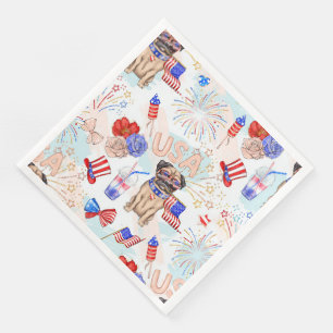 PATRIOTIC RED WHITE BLUE 4TH OF JULY ITEMS PAPER DINNER NAPKINS