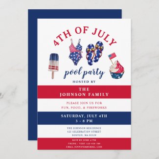 Patriotic Red White & Blue 4th Of July Pool Party