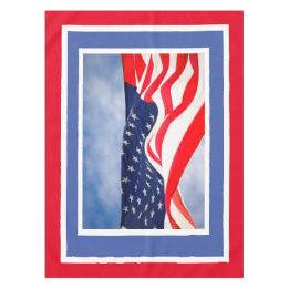 Patriotic Red White Blue 4th of July Tablecloth