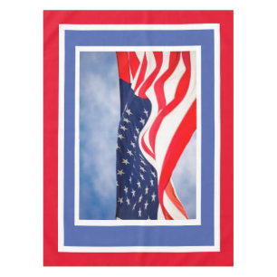Patriotic Red White Blue 4th of July Tablecloth