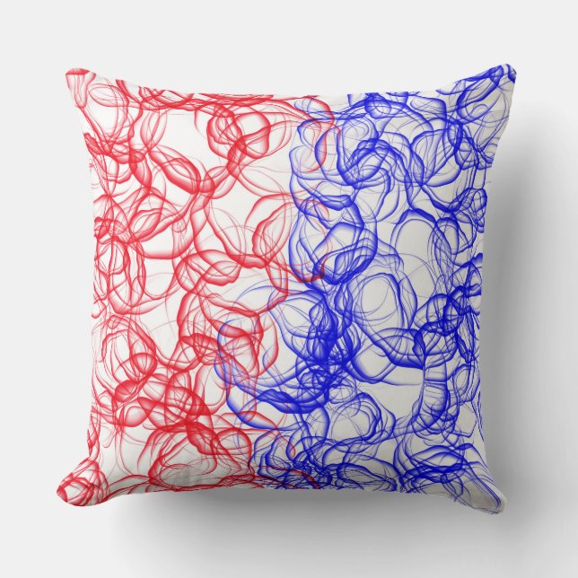 PATRIOTIC RED WHITE BLUE ABSTRACT PATTERNS THROW PILLOW (Front)