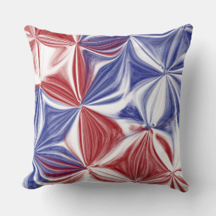 PATRIOTIC RED WHITE BLUE ABSTRACT THROW PILLOW