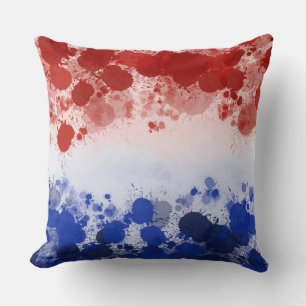 PATRIOTIC RED WHITE BLUE ABSTRACT THROW PILLOW