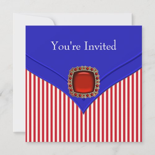 Patriotic Red White Blue All Occasion Party Invitation