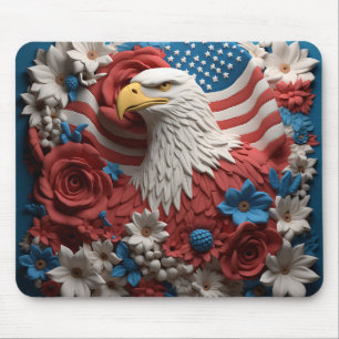 PATRIOTIC RED WHITE BLUE AMERICAN BALD EAGLE MOUSE PAD