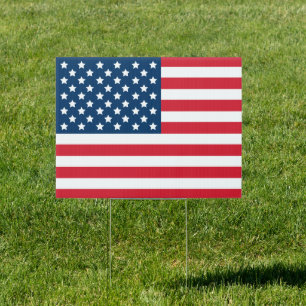 Patriotic Red White Blue American Flag Yard Sign
