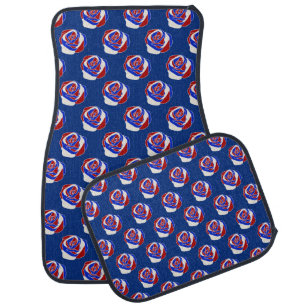 PATRIOTIC RED WHITE BLUE AMERICAN ROSES CAR FLOOR MAT