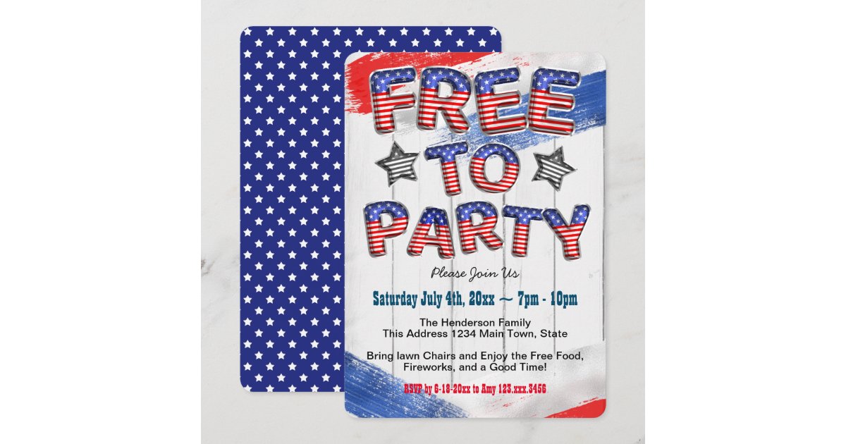 Patriotic Red White Blue Balloon 4th of July Party Invitation | Zazzle