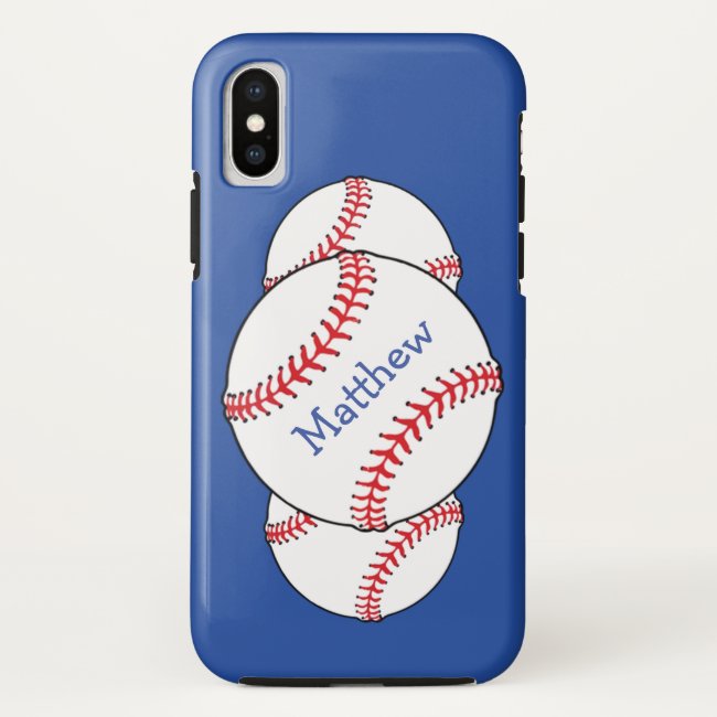 Patriotic Red White Blue Baseball iPhone X Case