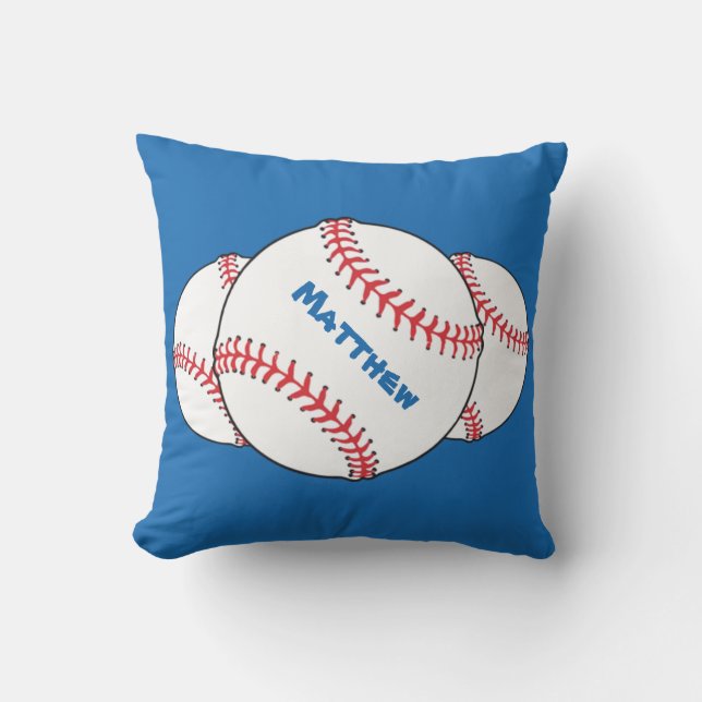 Patriotic Red White Blue Baseball Outdoor Pillow (Front)