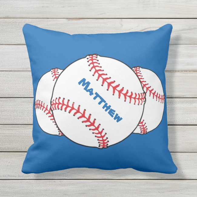 Patriotic Red White Blue Baseball Outdoor Pillow