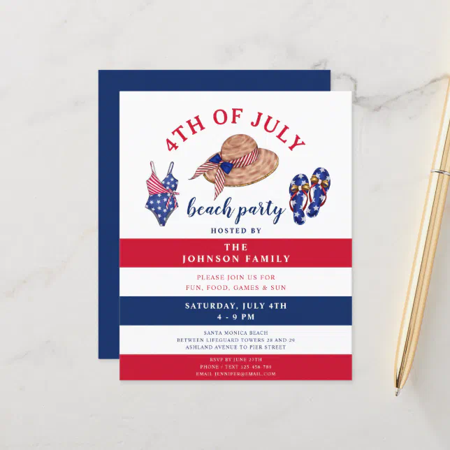 Patriotic Red White & Blue Beach Party 4th Of July | Zazzle
