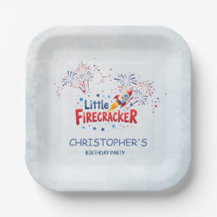 Patriotic Red White Blue Birthday Party Paper Plates