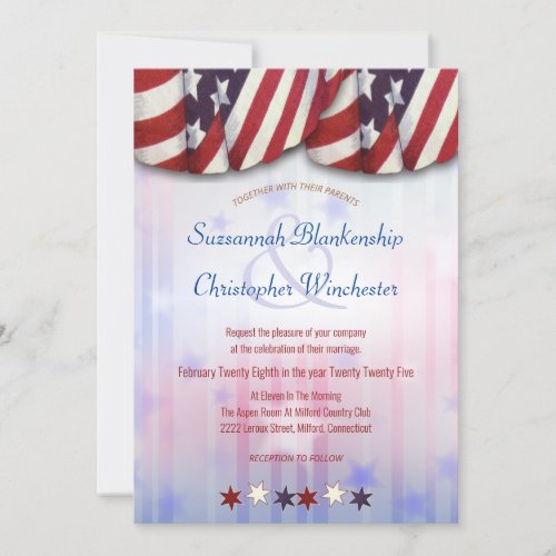 Patriotic Red White Blue Bunting Background Stars  Invitation