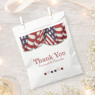 Patriotic Red White Blue Bunting Stars Thank You Favor Bag