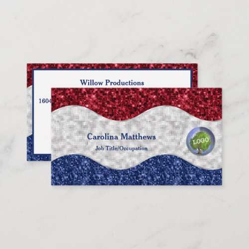 Patriotic Red White Blue Business Logo Business Card