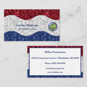 Patriotic Red White Blue Business Logo Card