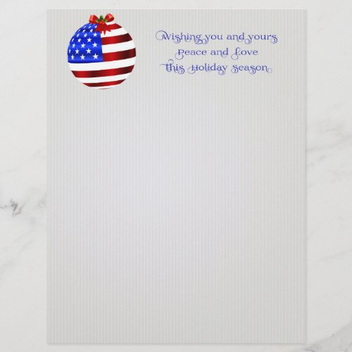 Patriotic Red White Blue Christmas Letter Paper
