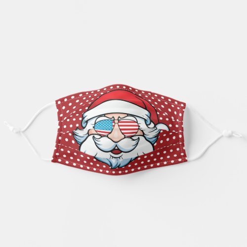Patriotic Red White Blue Christmas Santa Claus Adult Cloth Face Mask