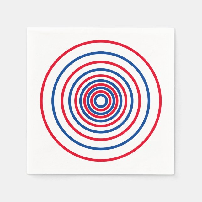 Patriotic red white blue circles stripes holiday napkins (Front)