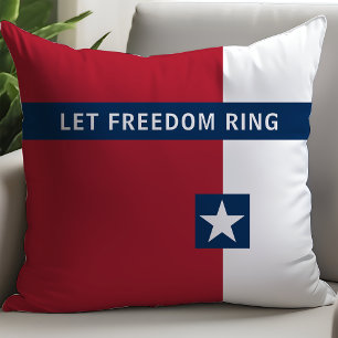 Patriotic Red White Blue Color Block Throw Pillow