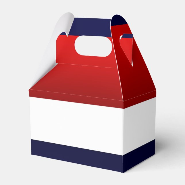 Patriotic Red White & Blue Contemporary design Favor Boxes (Front Side)