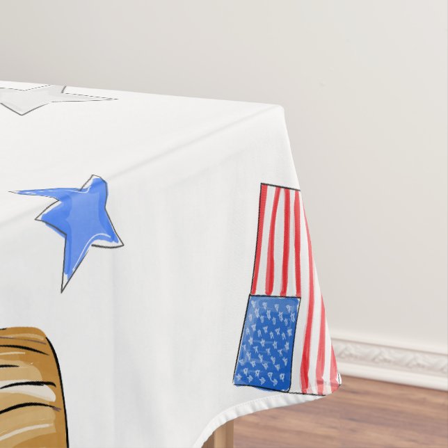 Patriotic Red White Blue Cupcake Flag Star  Tablecloth (In Situ)