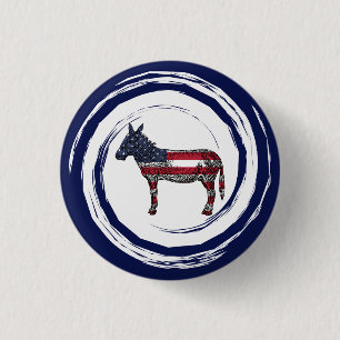 Patriotic Red White Blue Donkey Button